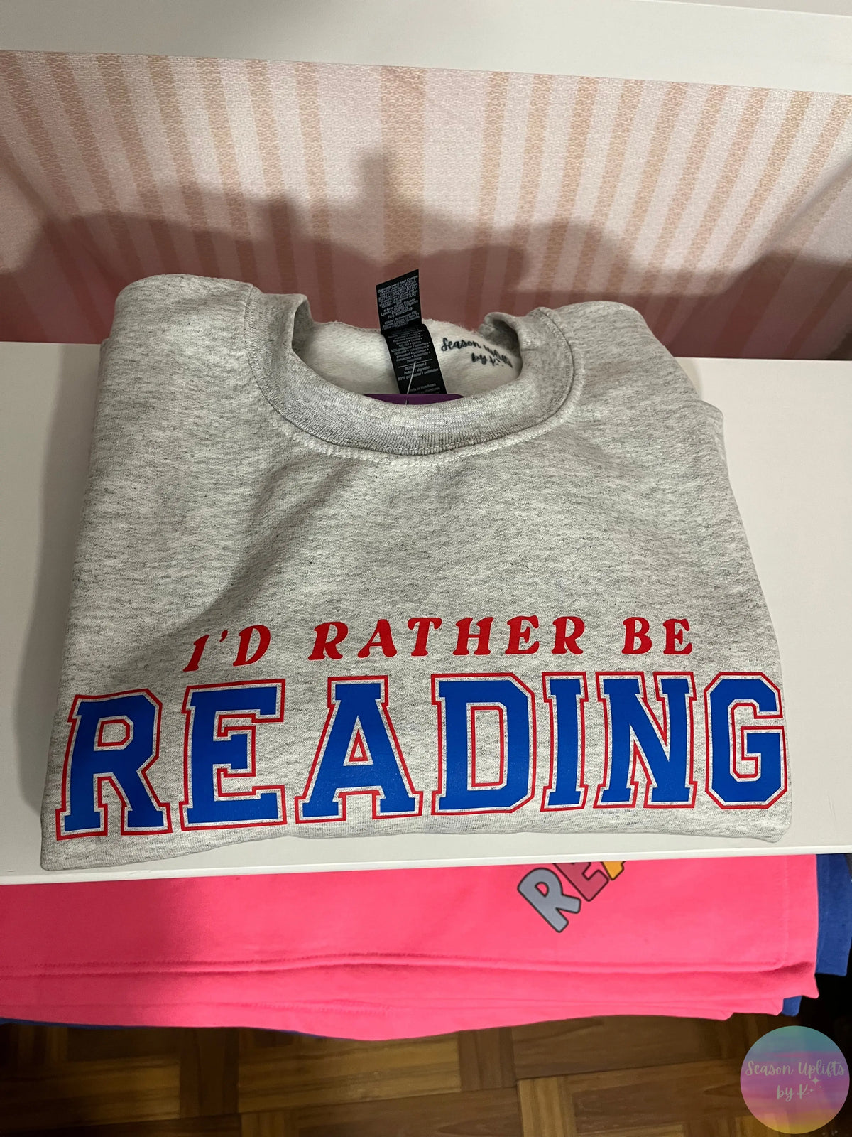 I’d rather be reading Ash Grey Crewneck Sweatshirt Season Uplifts by K
