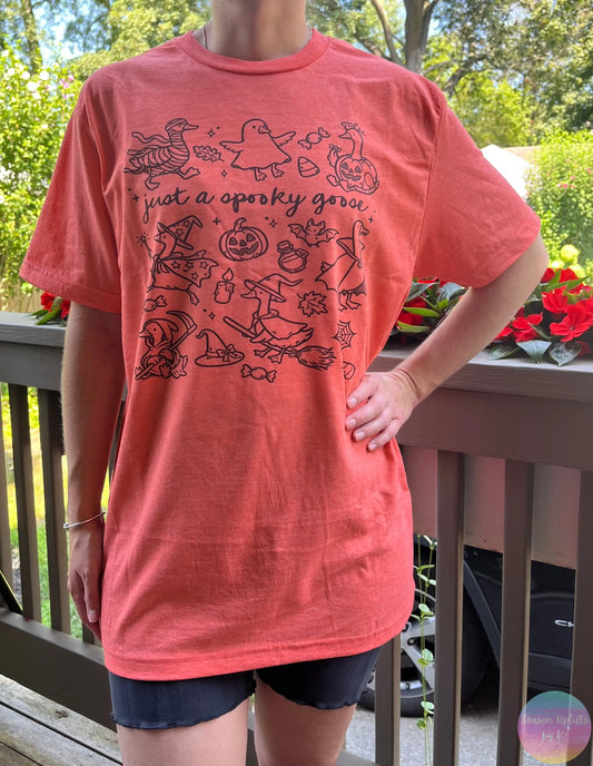 Just a Spooky Goose Tee Heather Orange Season Uplifts by K