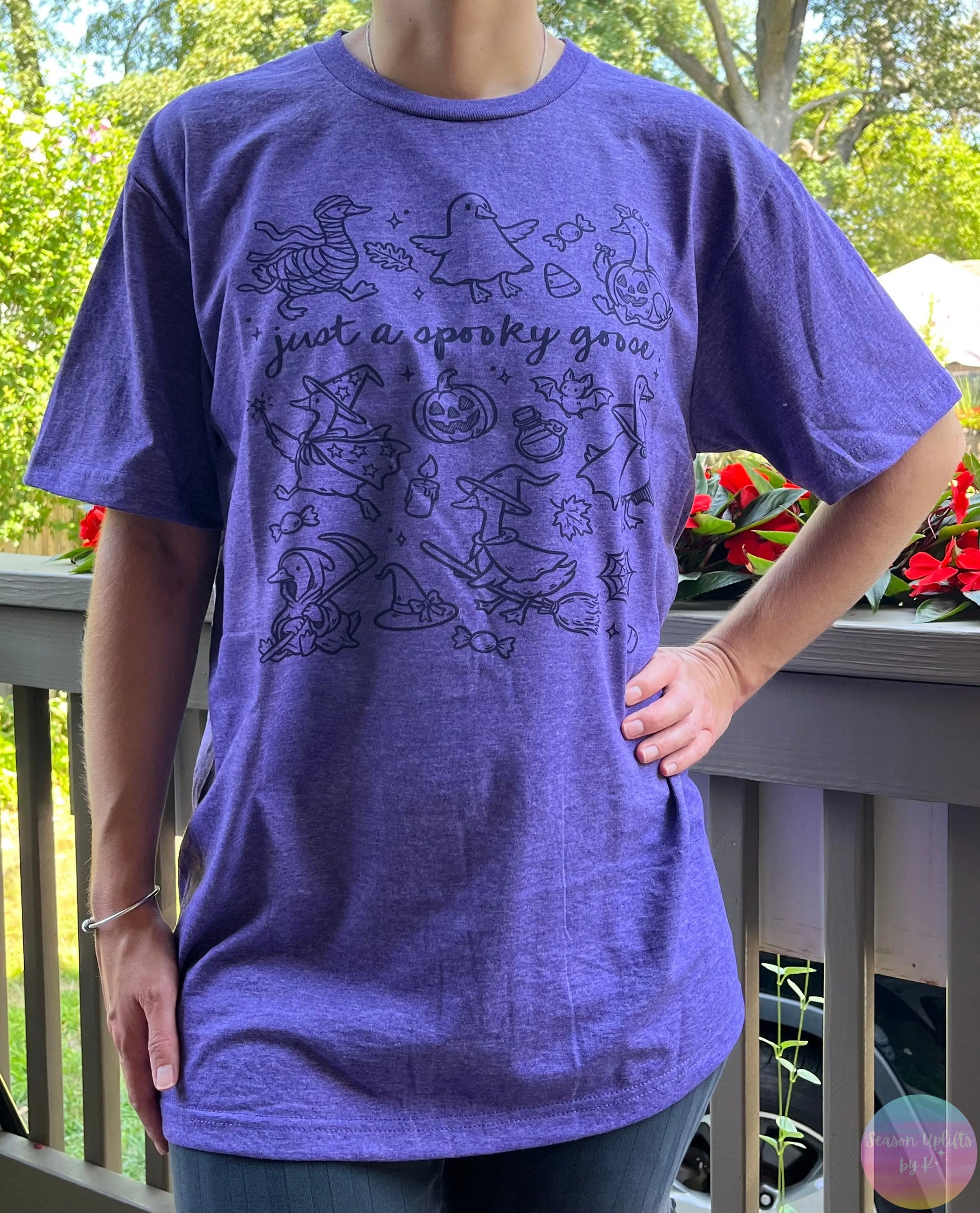 Just a Spooky Goose Tee Heather Purple Season Uplifts by K