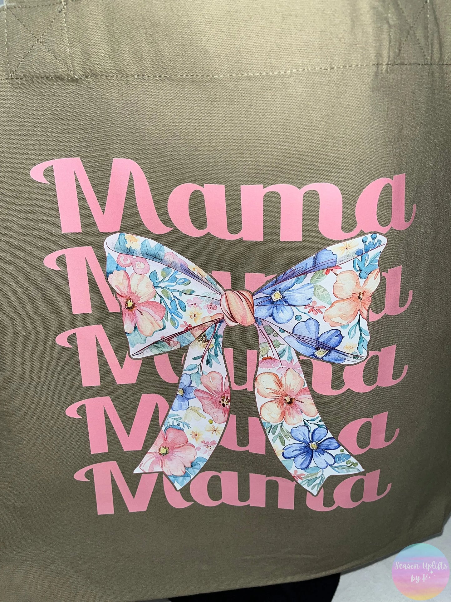 Mama Bow Olive Green Tote Bag Season Uplifts by K