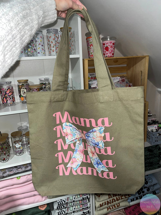 Mama Bow Olive Green Tote Bag Season Uplifts by K