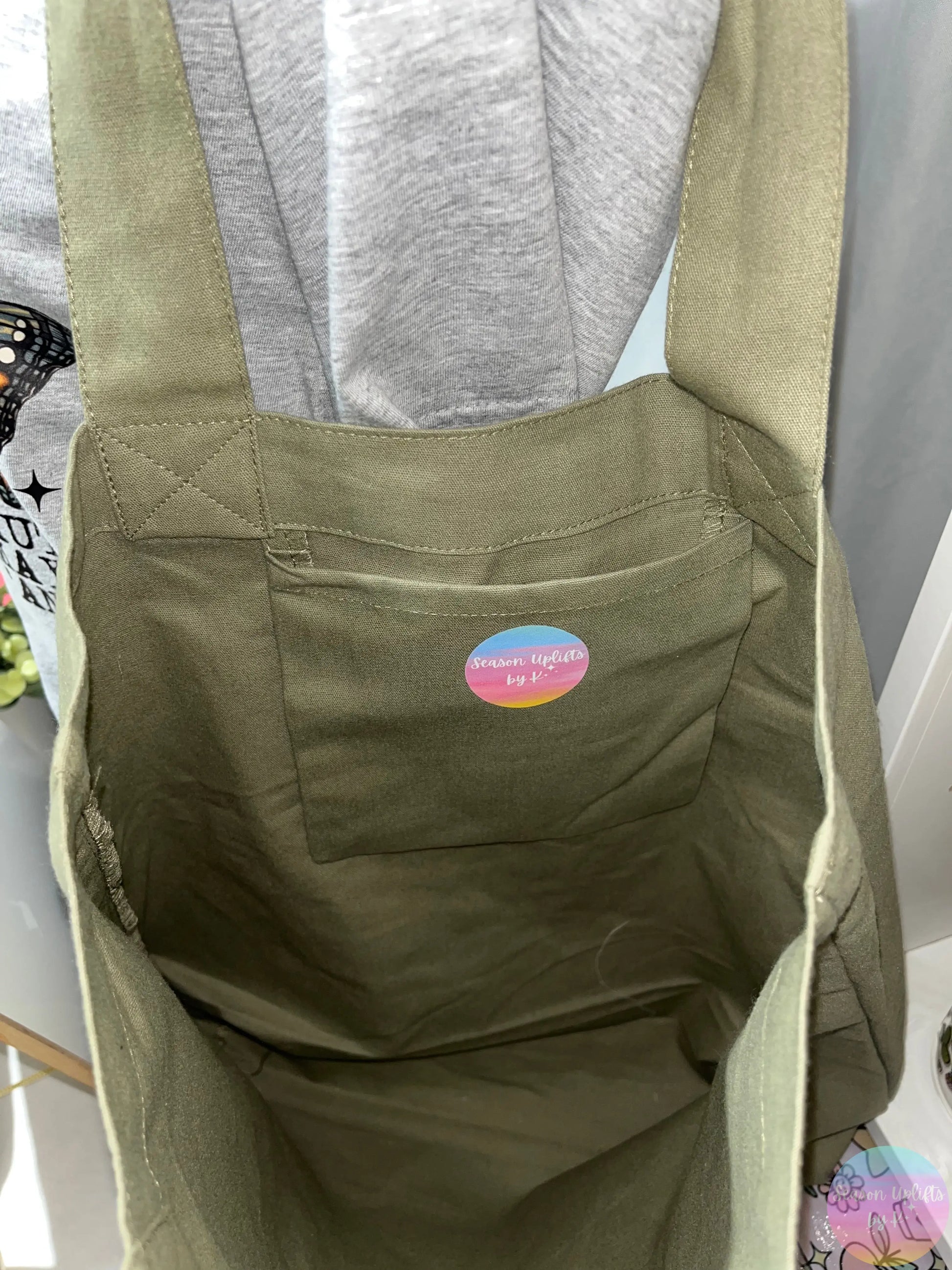 Mama Bow Olive Green Tote Bag Season Uplifts by K