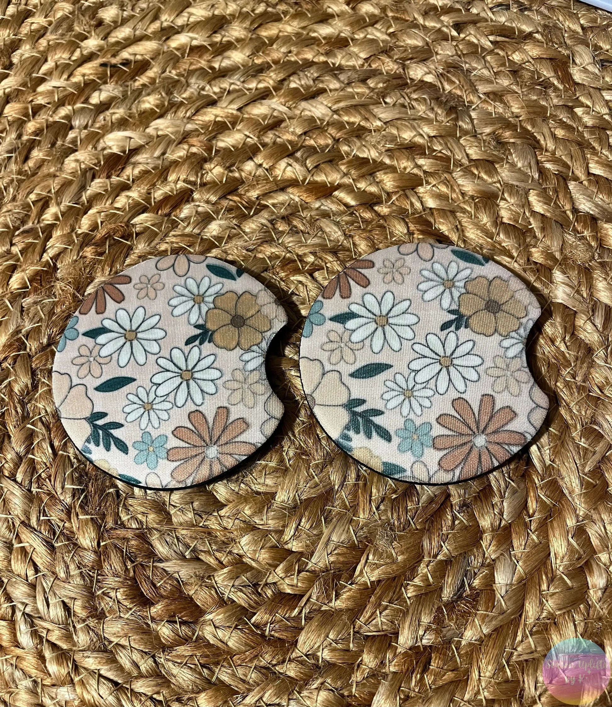 Neutral Florals Car Coaster Set Season Uplifts by K