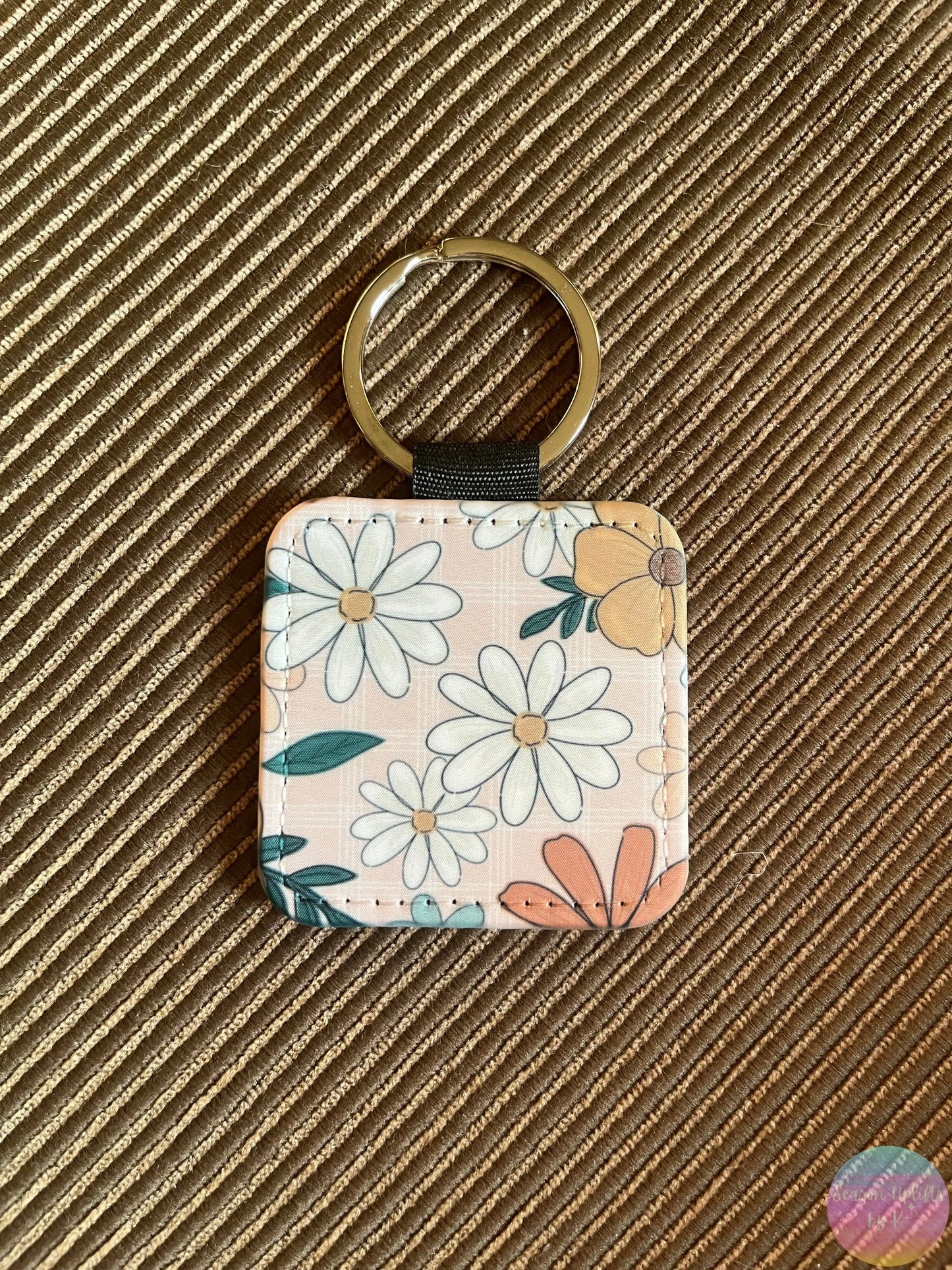 Neutral Florals Leather Keychain Season Uplifts by K