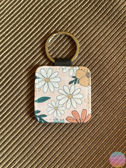 Neutral Florals Leather Keychain Season Uplifts by K