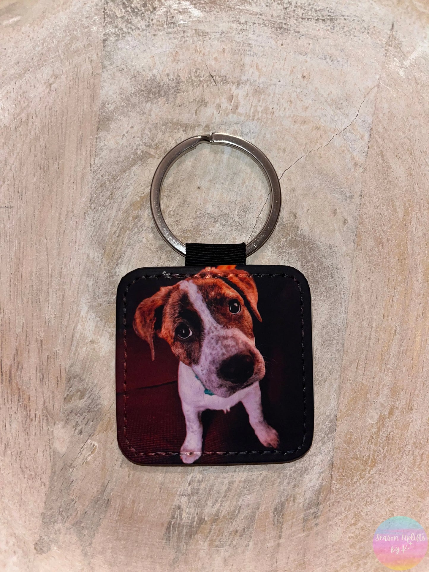 Personalized Square Leather Keychain Season Uplifts by K