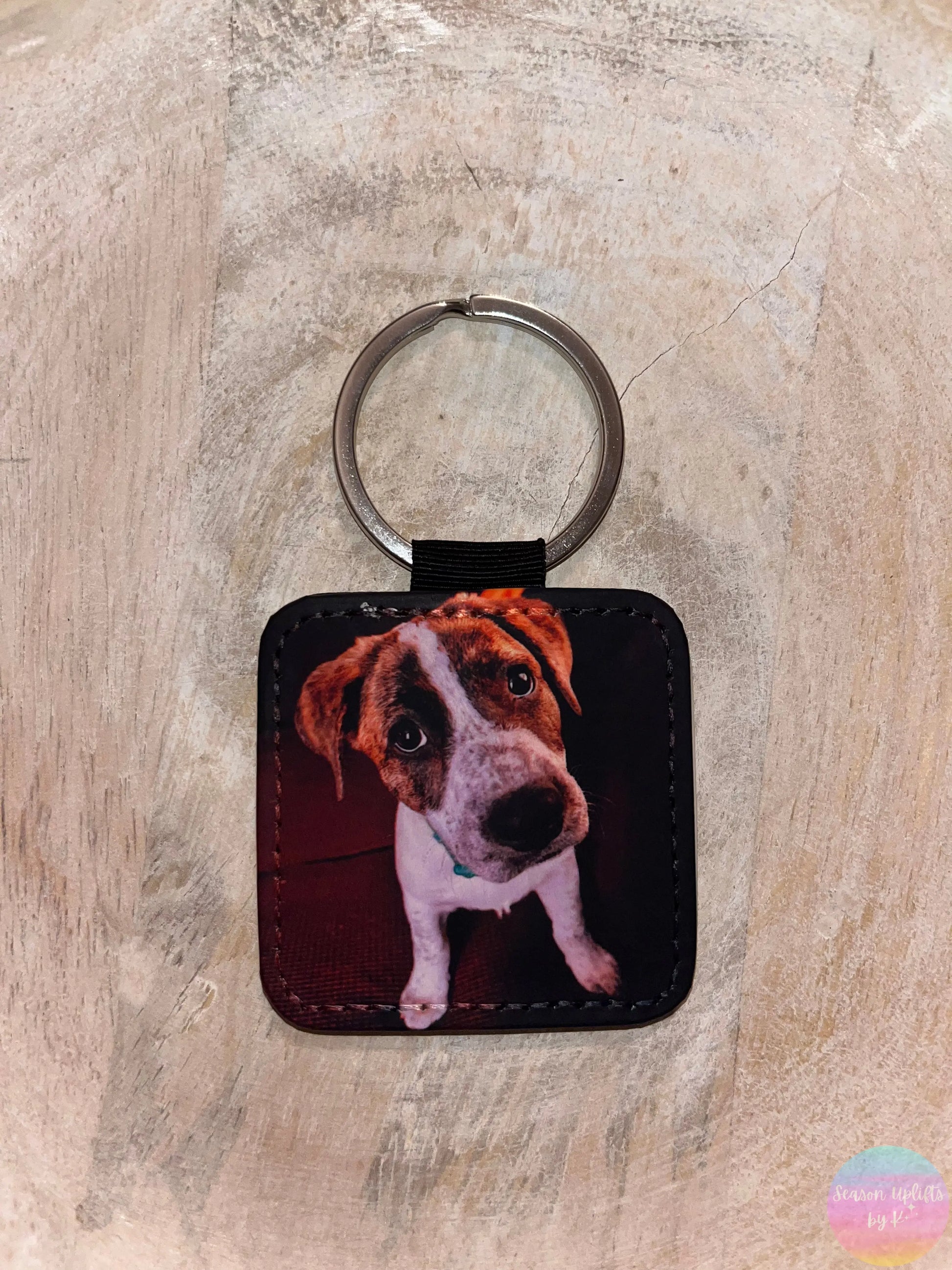 Personalized Square Leather Keychain Season Uplifts by K