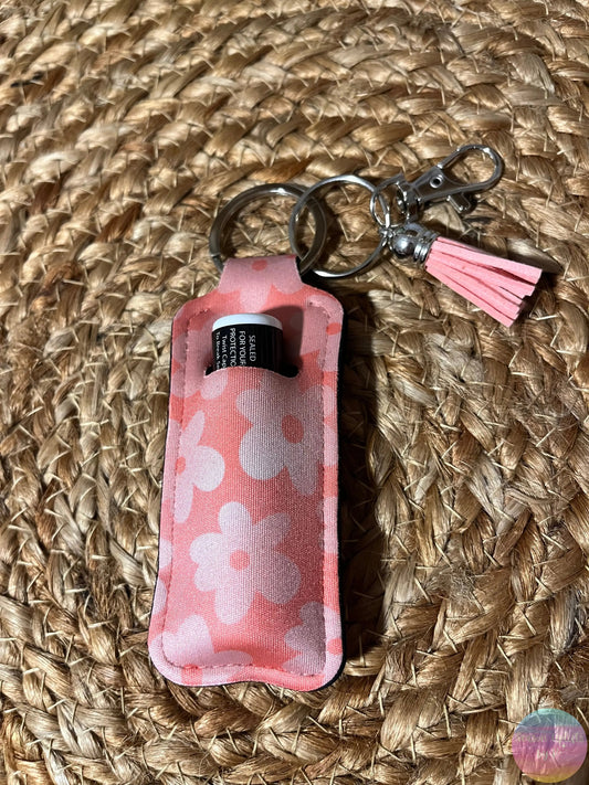 Pink Petals Chapstick Holder Keychain Season Uplifts by K