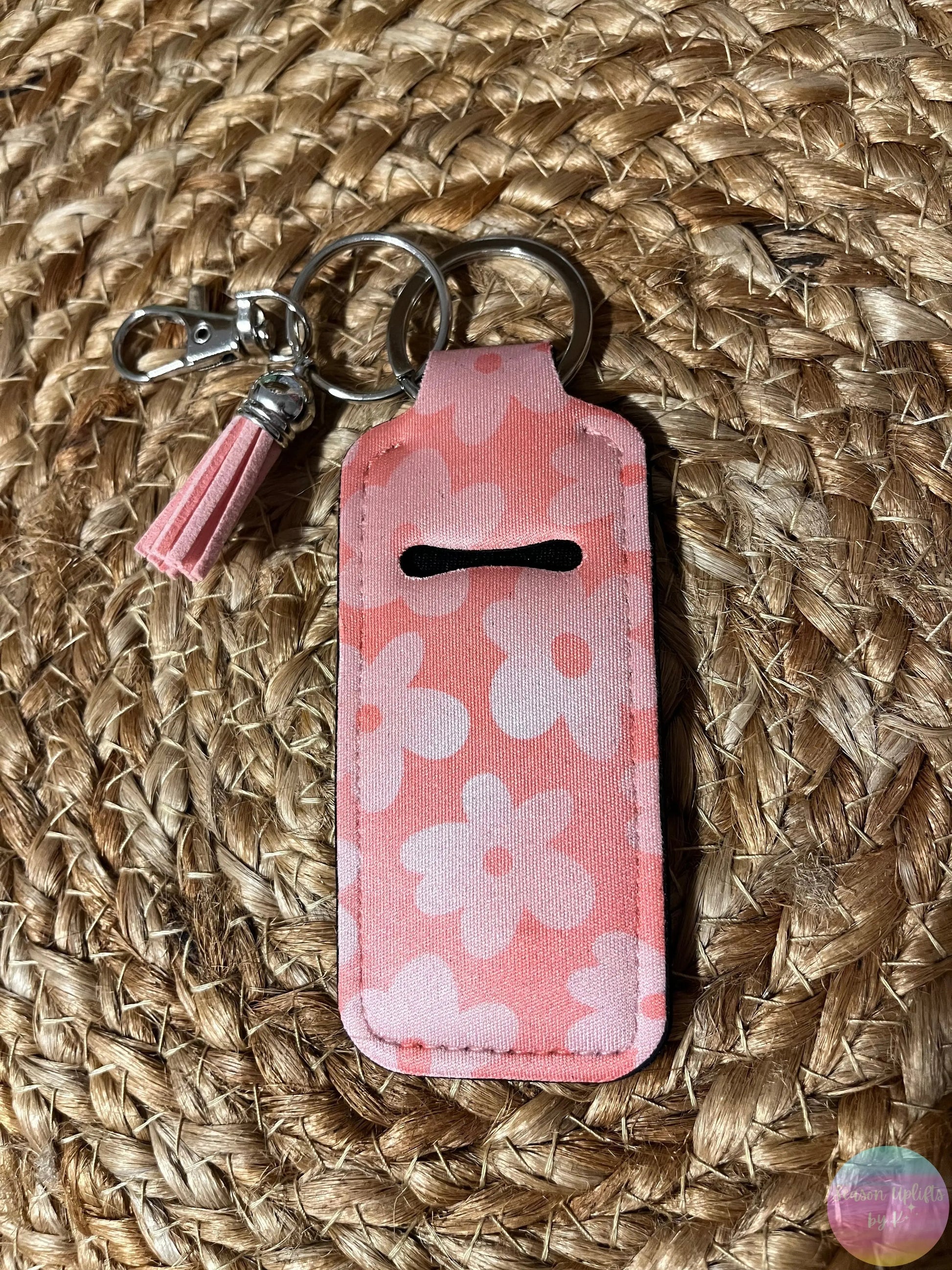 Pink Petals Chapstick Holder Keychain Season Uplifts by K