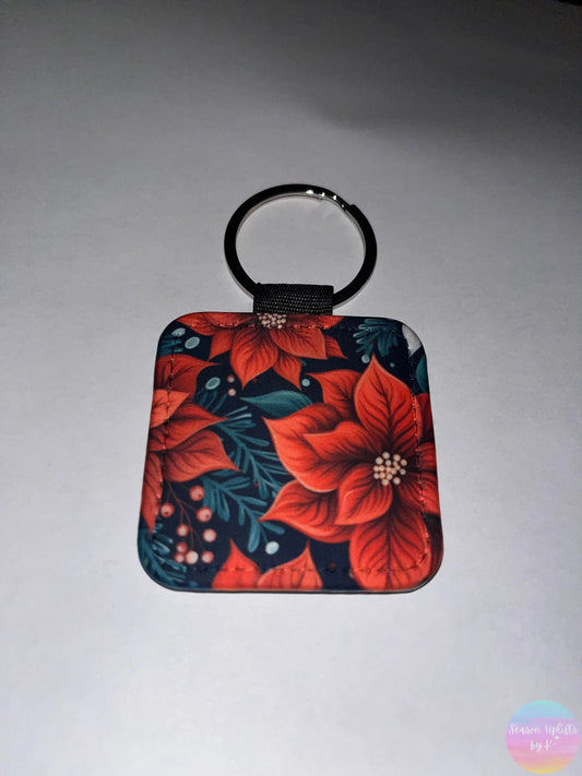 Poinsettia Leather Keychain Season Uplifts by K