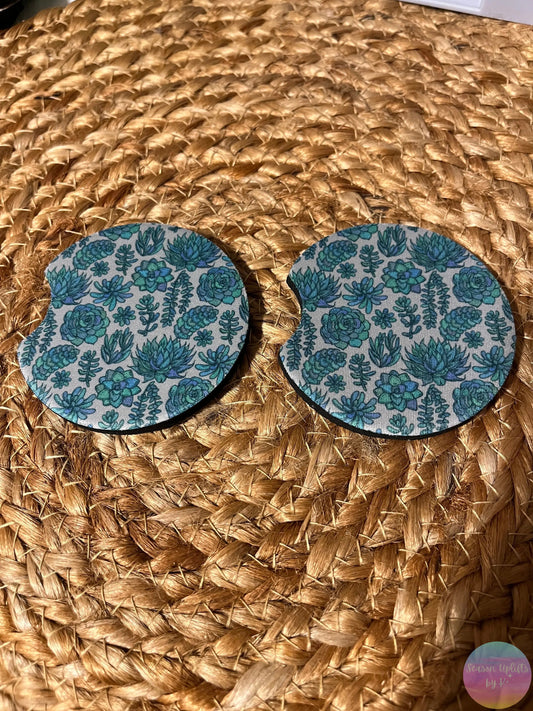 Succulent Serenity Car Coaster Set Season Uplifts by K