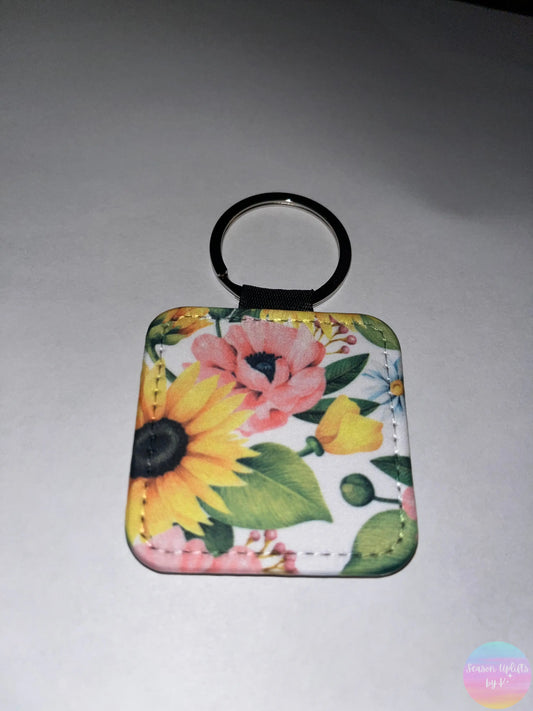 Sunflower & Florals Leather Keychain Season Uplifts by K