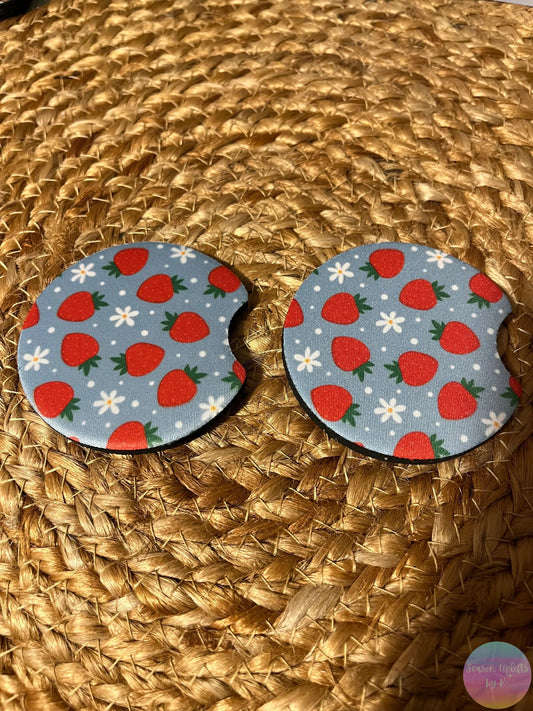 Sweet Strawberry Fields Car Coaster Set Season Uplifts by K