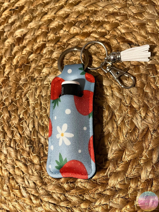 Sweet Strawberry Fields Chapstick Holder Keychain Season Uplifts by K