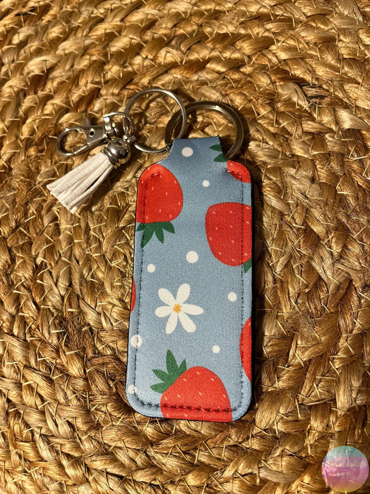 Sweet Strawberry Fields Chapstick Holder Keychain Season Uplifts by K