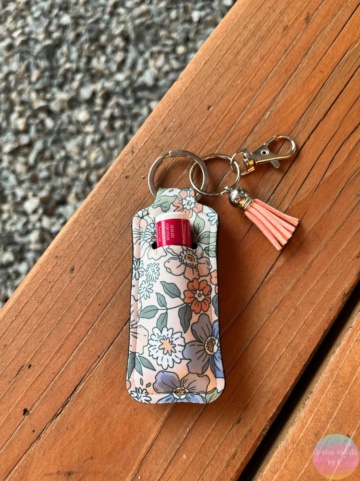 Vintage Bloom Chapstick Holder Keychain Season Uplifts by K
