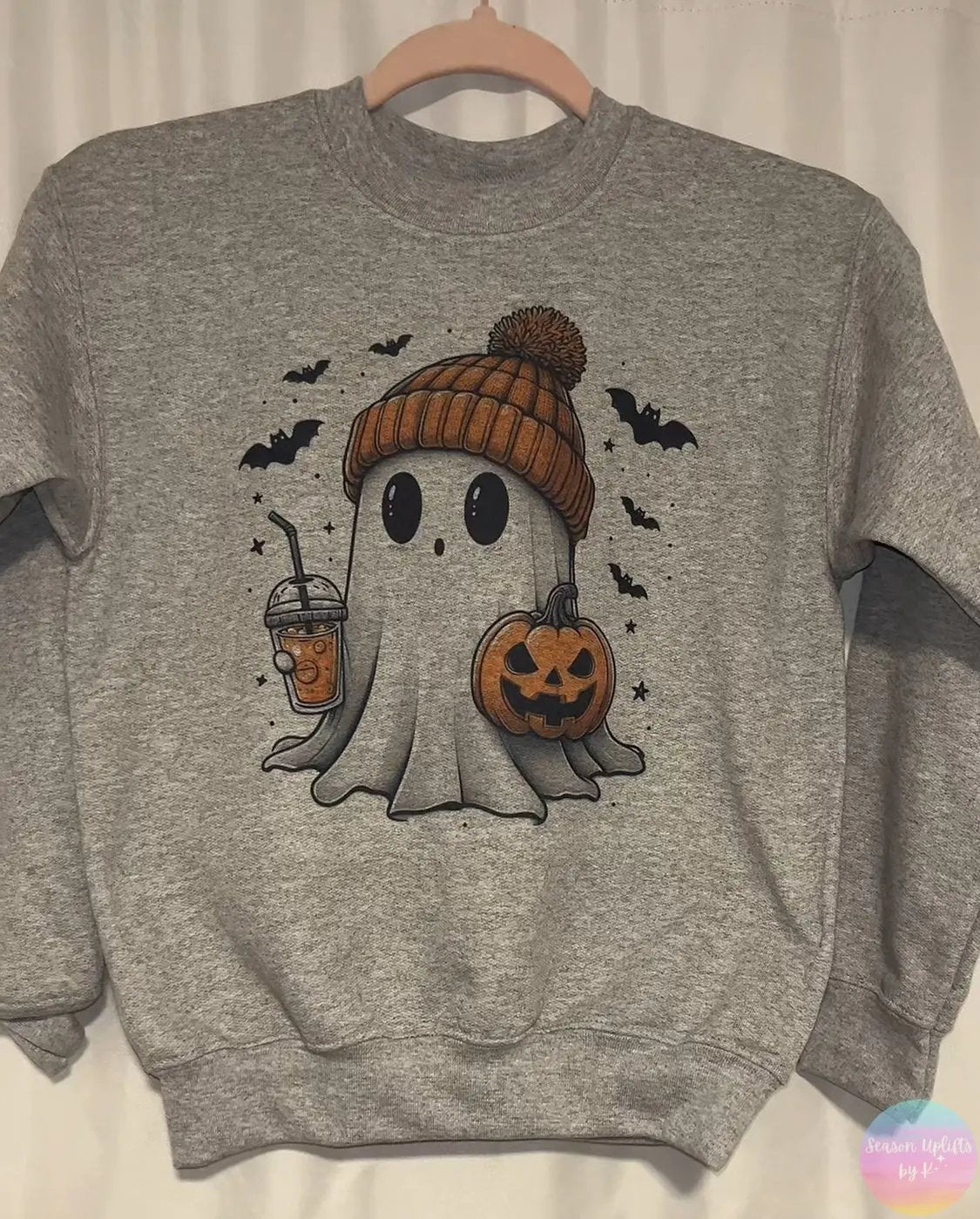 Youth Crewneck Sweatshirt Cute Halloween Ghost Season Uplifts by K