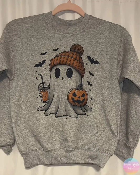 Youth Crewneck Sweatshirt Cute Halloween Ghost Season Uplifts by K