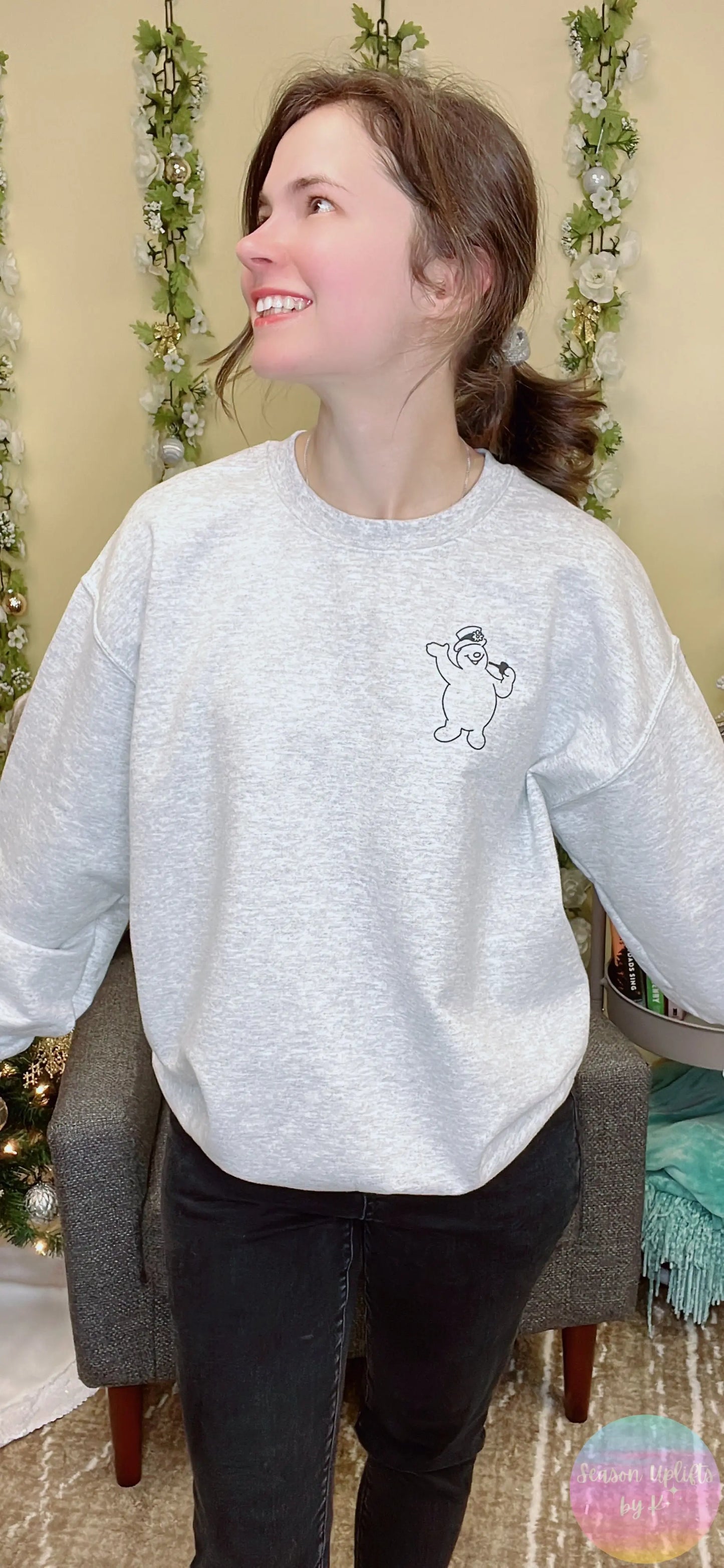 Jolly Happy Soul Ash Grey Crewneck Sweatshirt