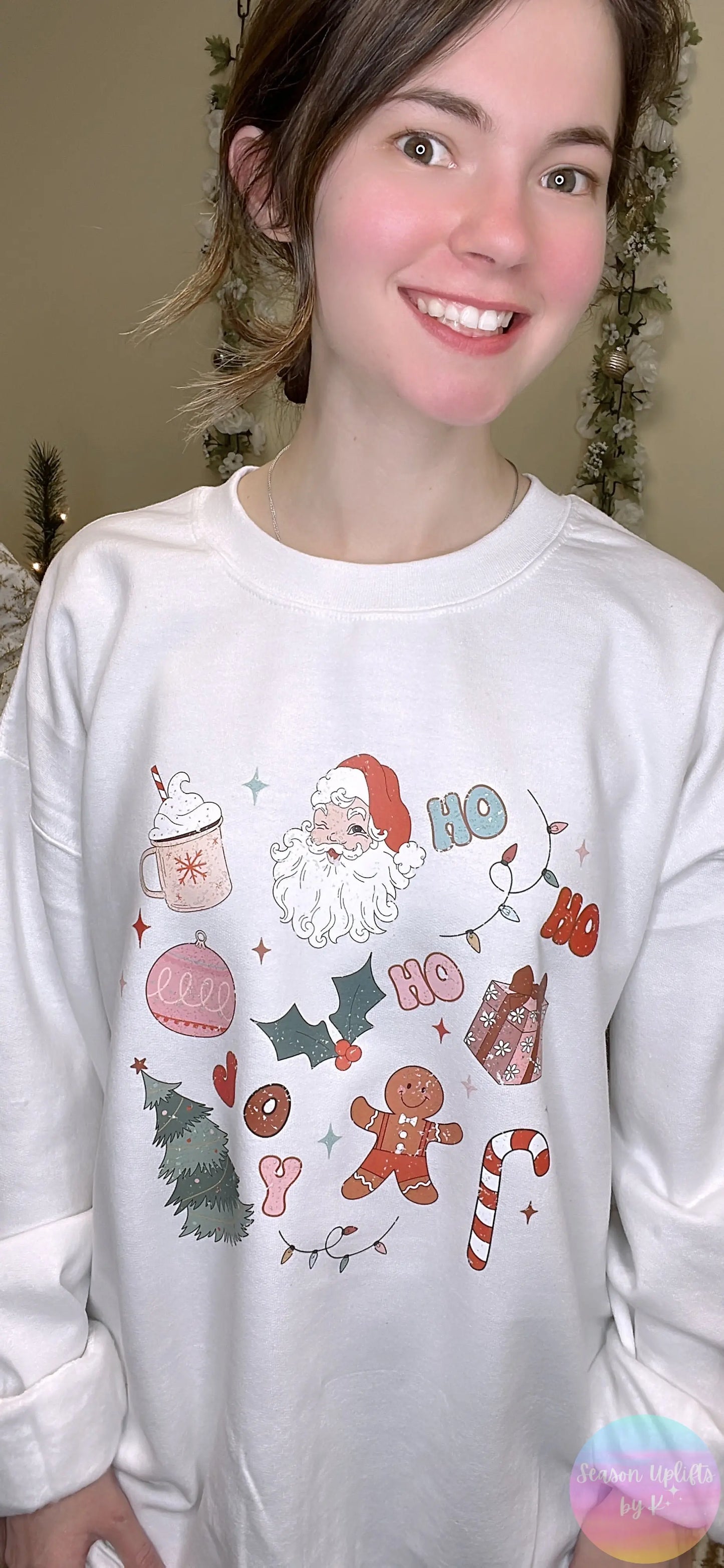 Distressed Christmas Doodles Tee or Sweatshirt Season Uplifts by K