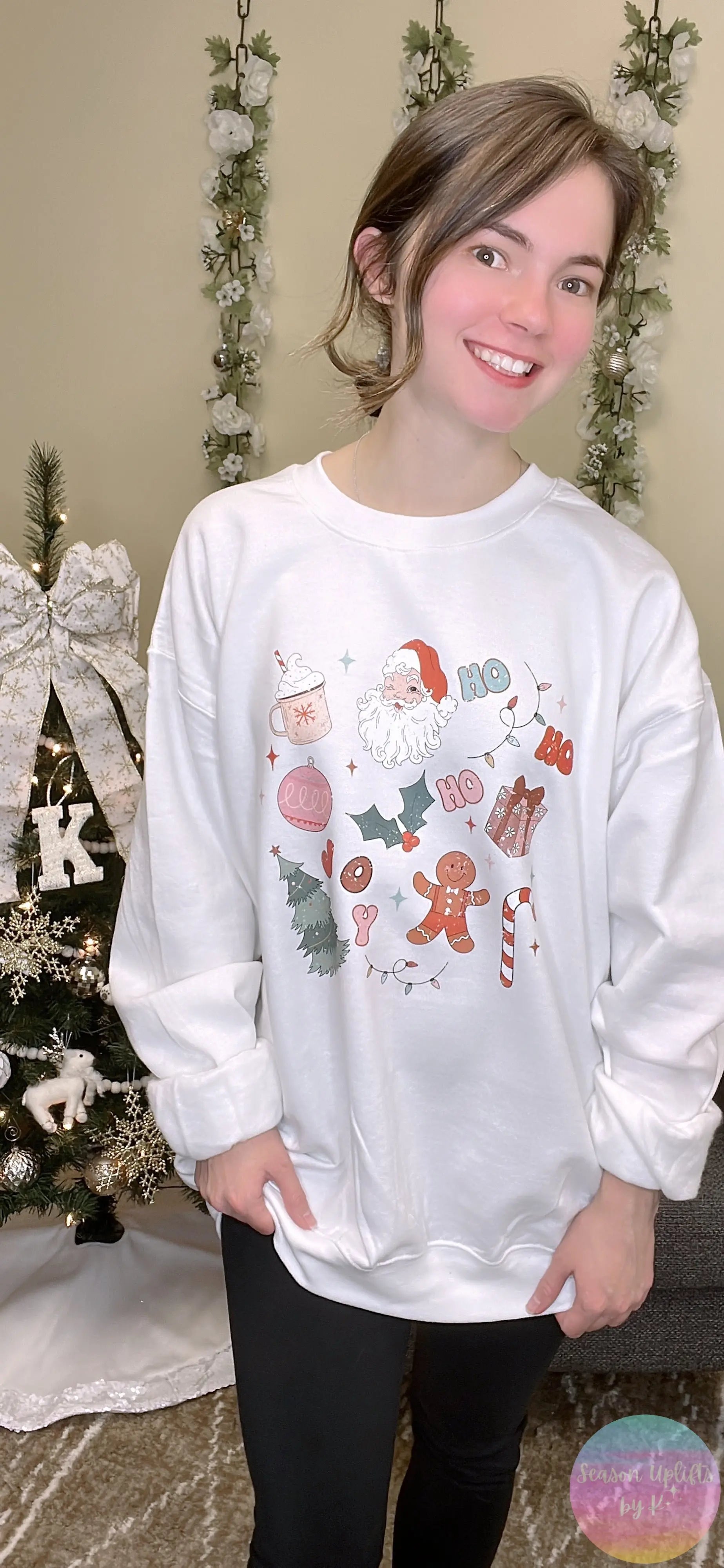 Distressed Christmas Doodles Tee or Sweatshirt Season Uplifts by K