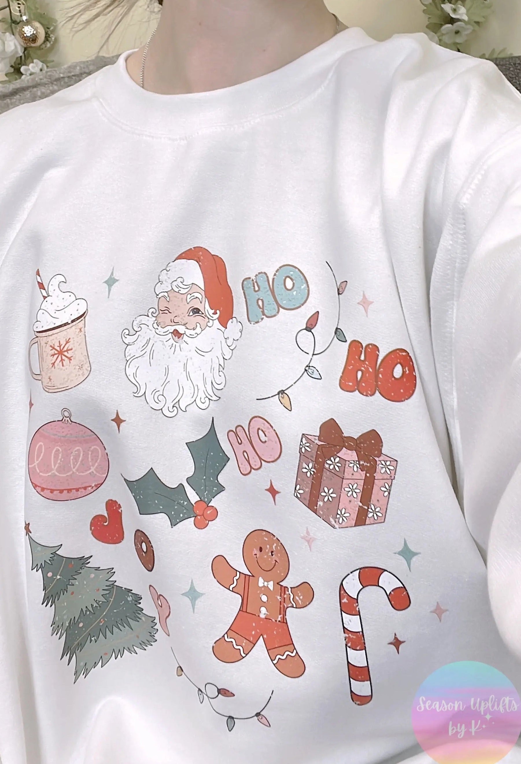 Distressed Christmas Doodles Tee or Sweatshirt Season Uplifts by K