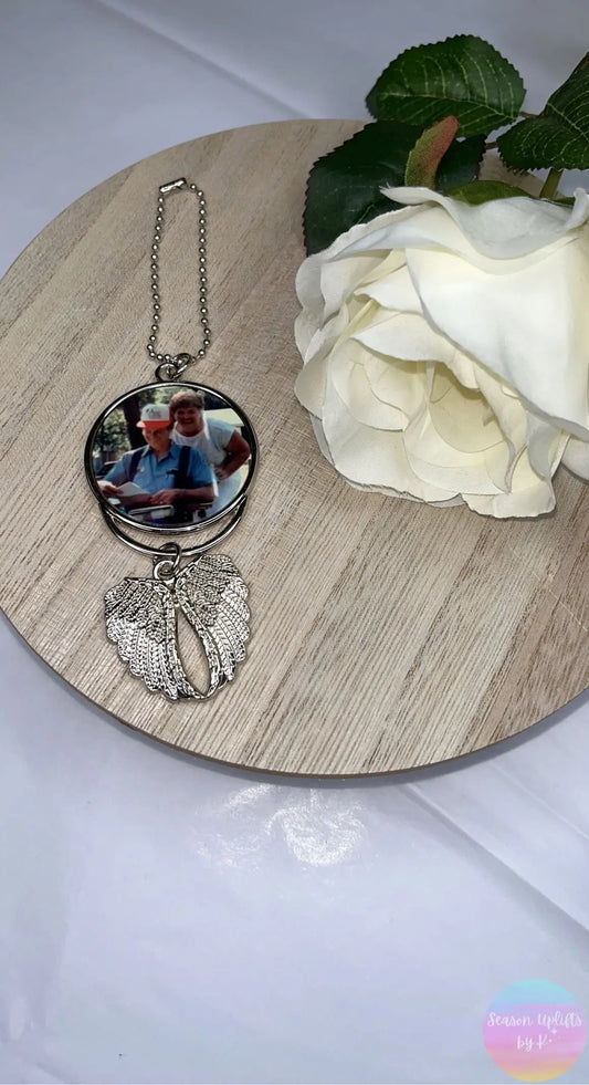 Memorial Angel Wing Keychain or Rear View Mirror Ornament Season Uplifts by K