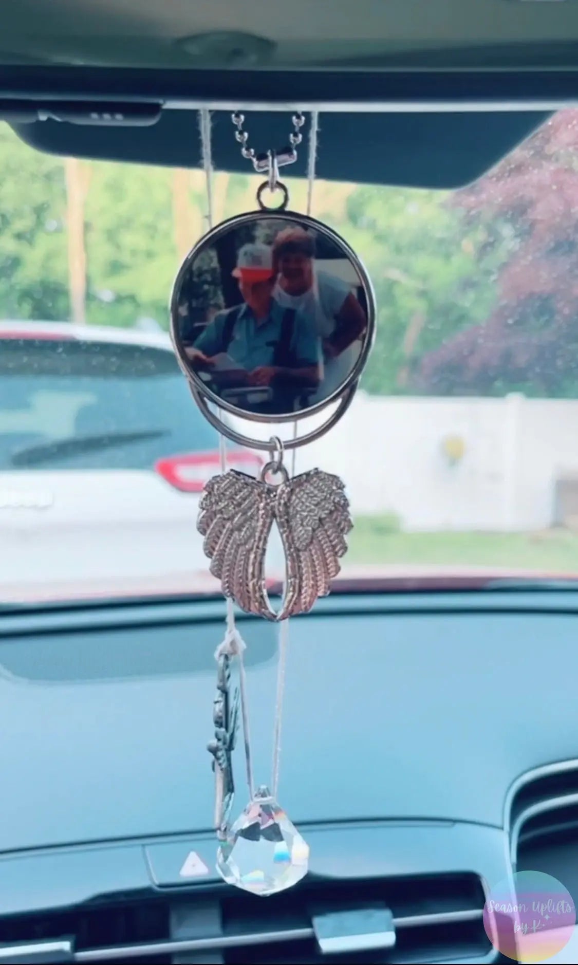 Memorial Angel Wing Keychain or Rear View Mirror Ornament Season Uplifts by K
