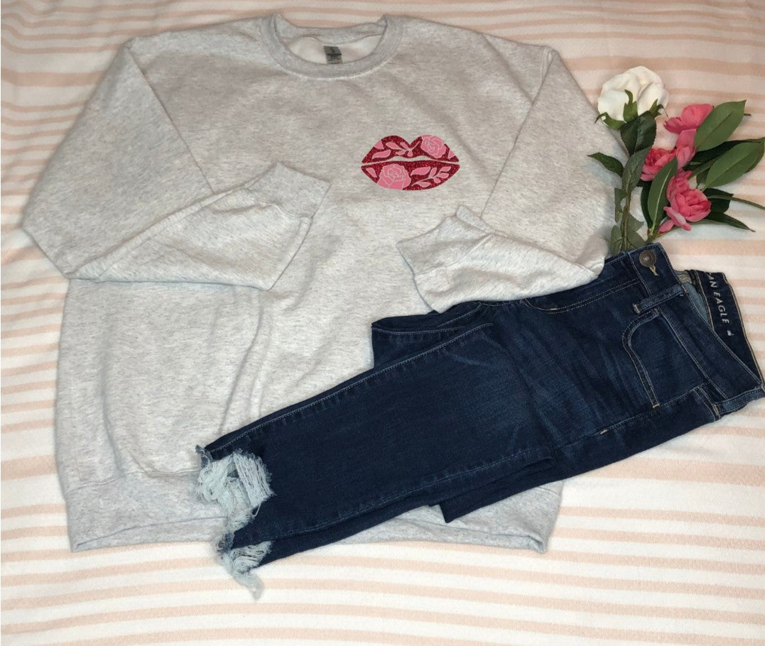 Rosy Lips Ash Crewneck Sweatshirt seasonupliftsbyk